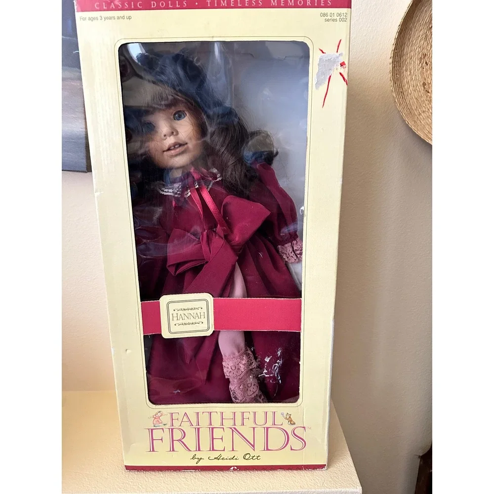 Heidi Ott Faithful Friends Hannah Doll 19 inch Vintage New in Box Burgundy Dress